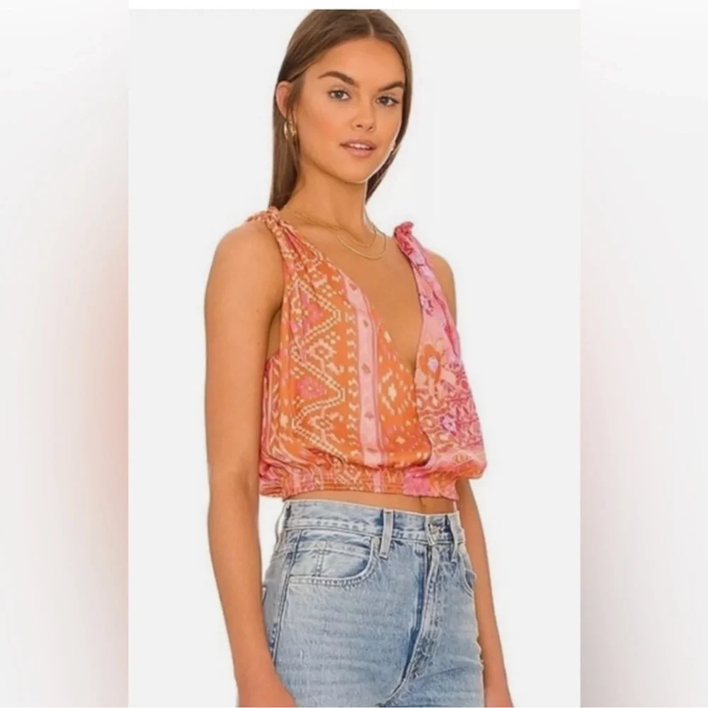 Free People NEW Tied to You Tank Size XS Color: Lemonade - Picture 2 of 13